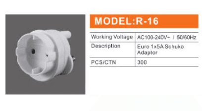 Redisson 3 Pin to 2 Pin 16A Schuko Adaptor R-16