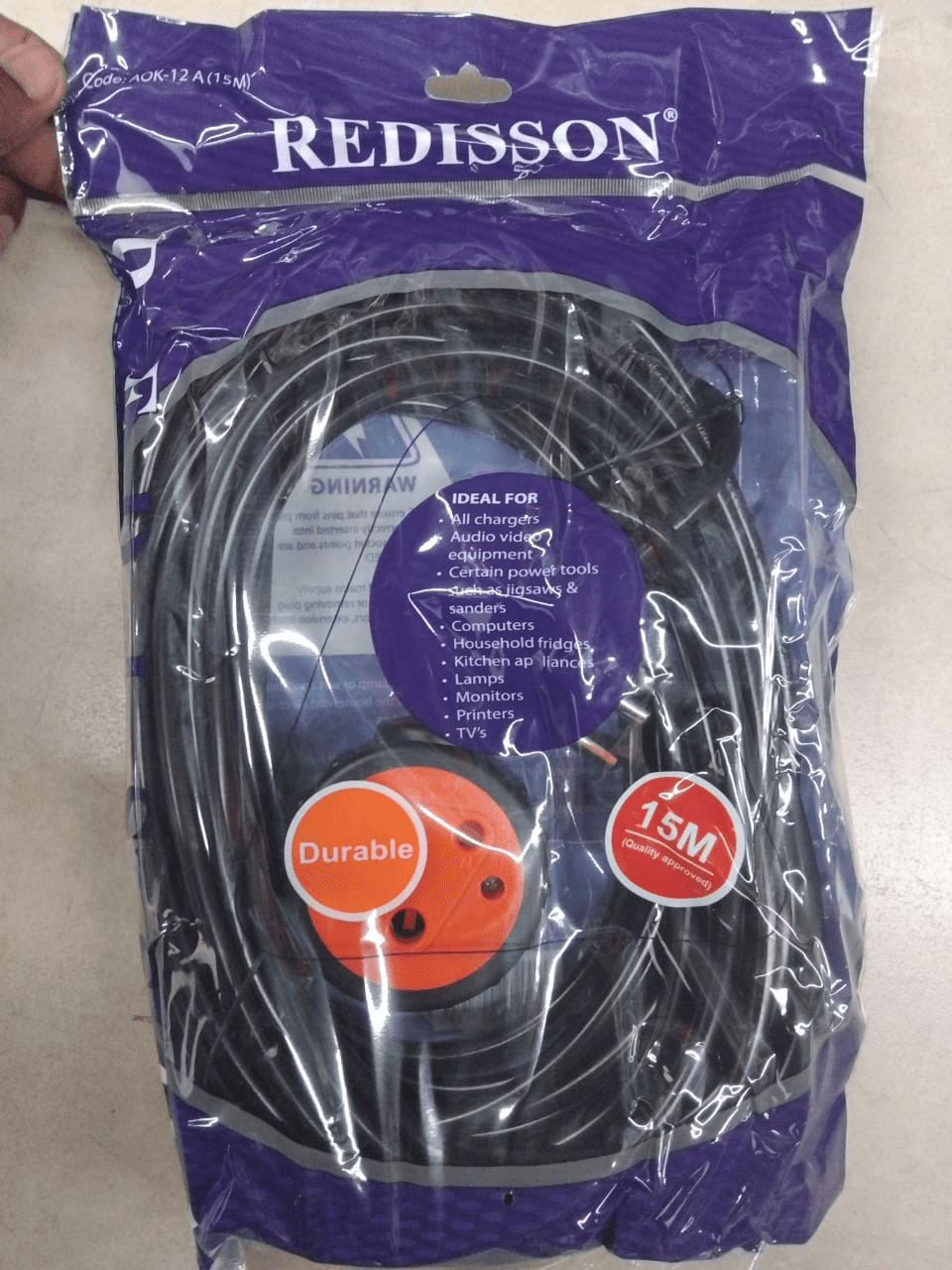 Redisson Heavy Duty Extension Cord Black