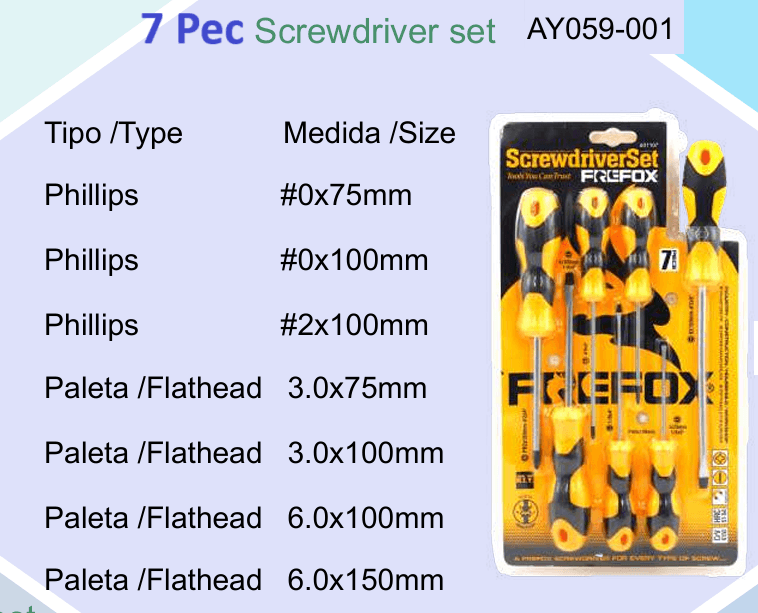 Frefox Screwdriver Set 7 Pcs 601107
