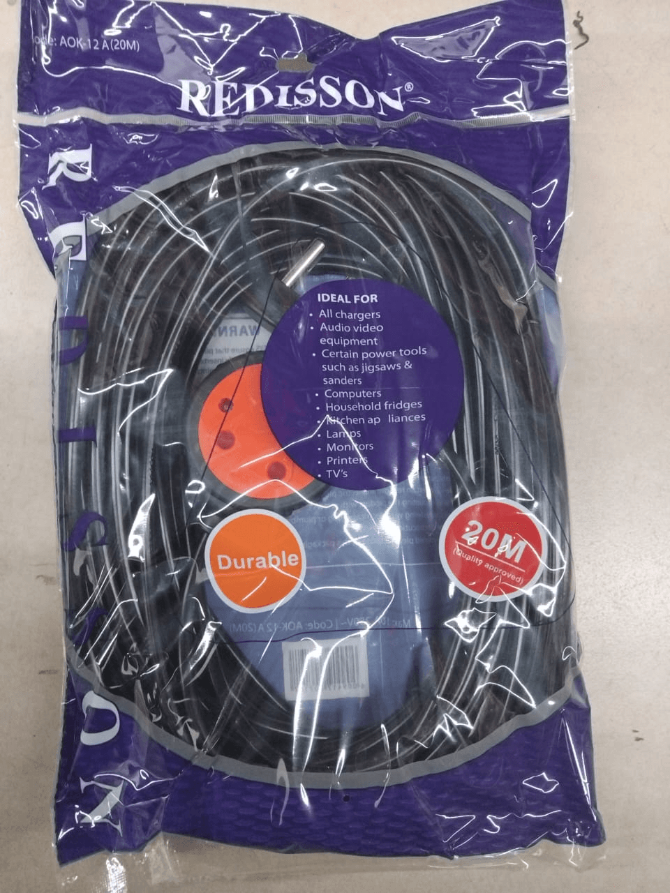 Redisson Heavy Duty Extension Cord Black