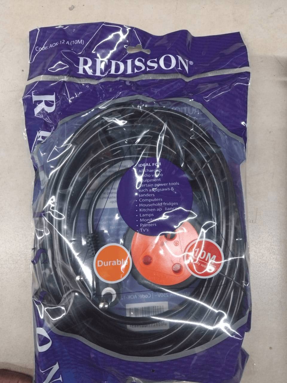 Redisson Heavy Duty Extension Cord Black