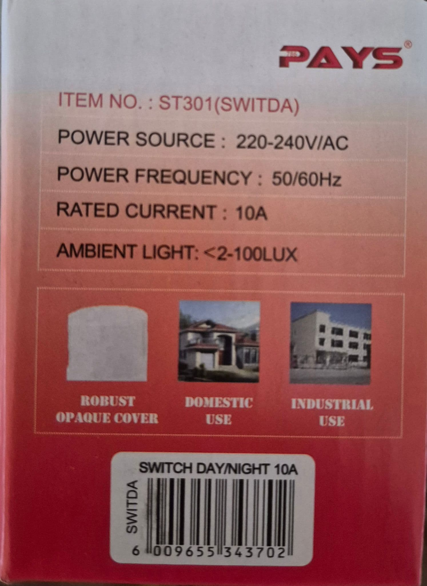 Day-Night Sensor 10A PAYS