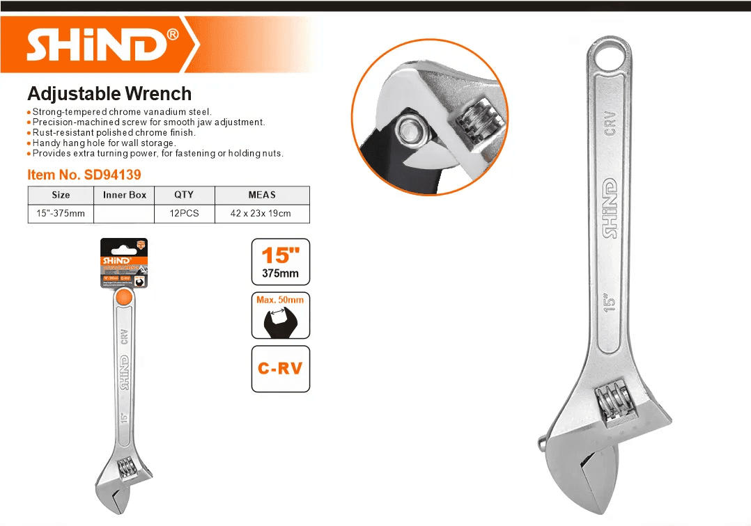 Shind Adjustable Wrench with light Handle