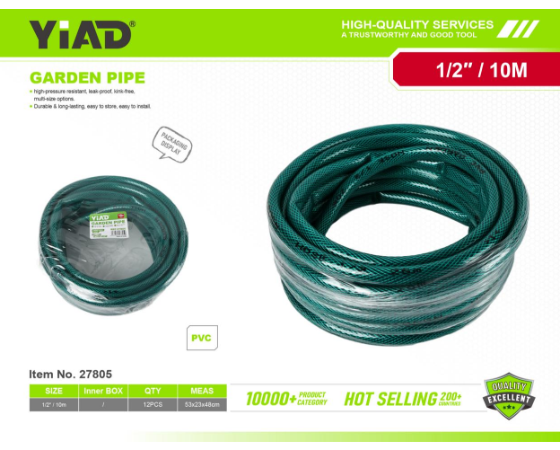 YIAD PVC Water Pipe 1/2 Green 10m
