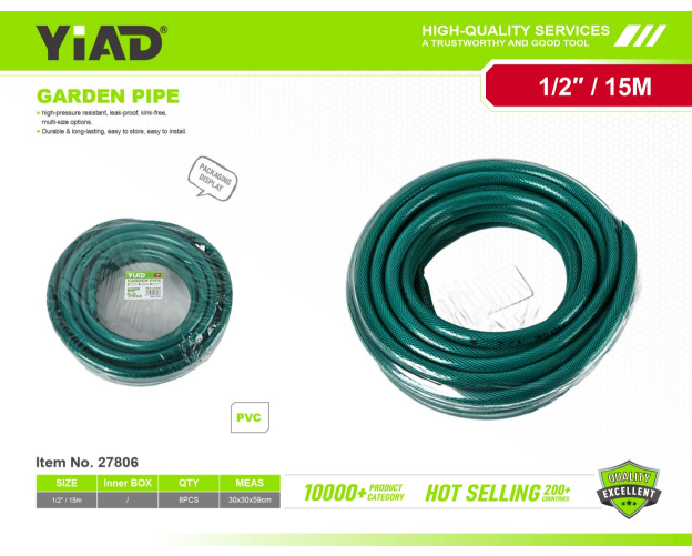 YIAD PVC Water Pipe 1/2 Green 15m