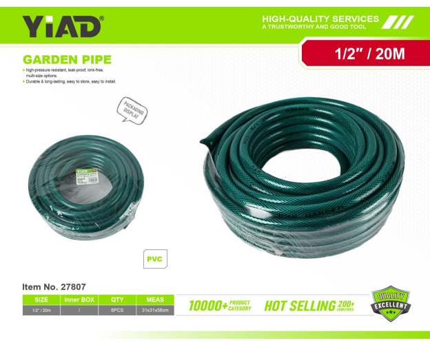 YIAD PVC Water Pipe 1/2 Green 20m