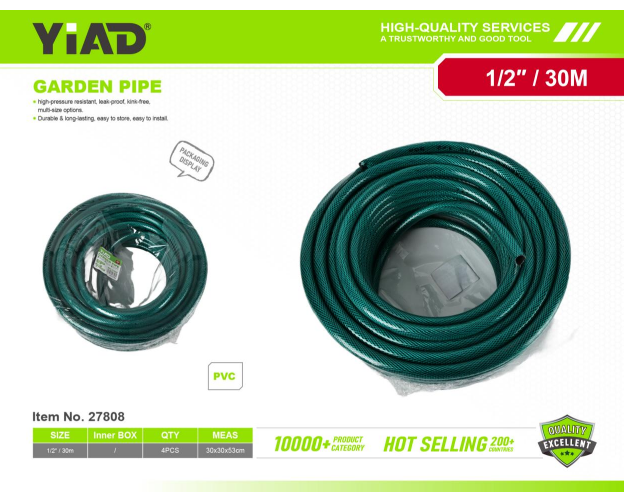 YIAD PVC Water Pipe 1/2 Green 30m