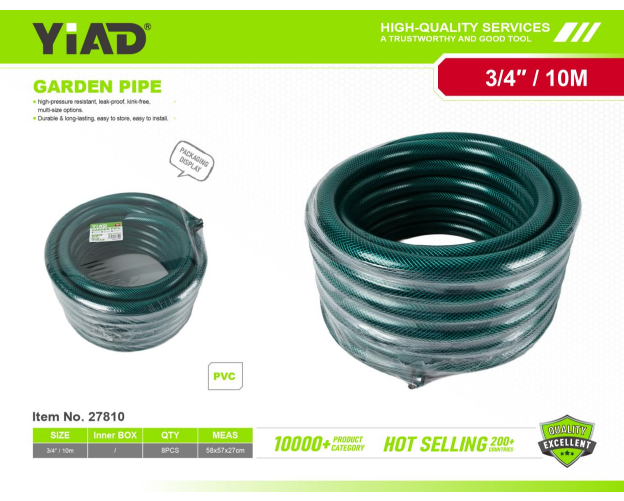 YIAD PVC Water Pipe 3/4 Green 10m