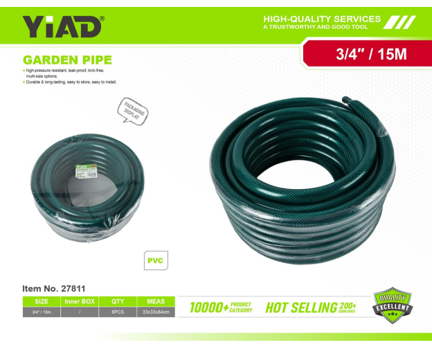 YIAD PVC Water Pipe 3/4 Green 15m