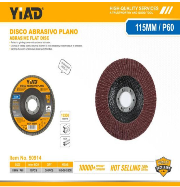 YIAD ABRASIVE FLAT DISC 115mm-P60