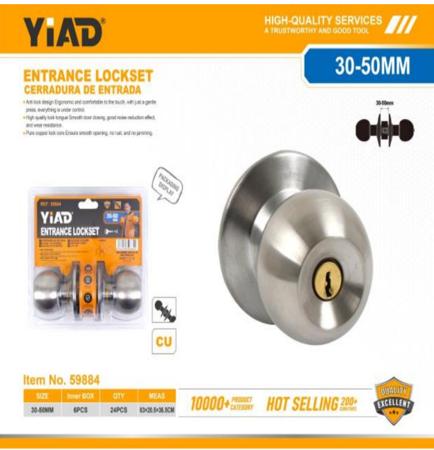 YIAD Doorknob Lock A011 Stainless